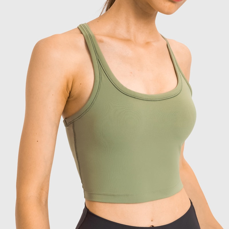 Nepoagym MOTION Women Padded Sports Bra Buttery Soft Racerback Crop Tank Top Medium Support for Workout Fitness Running Yoga