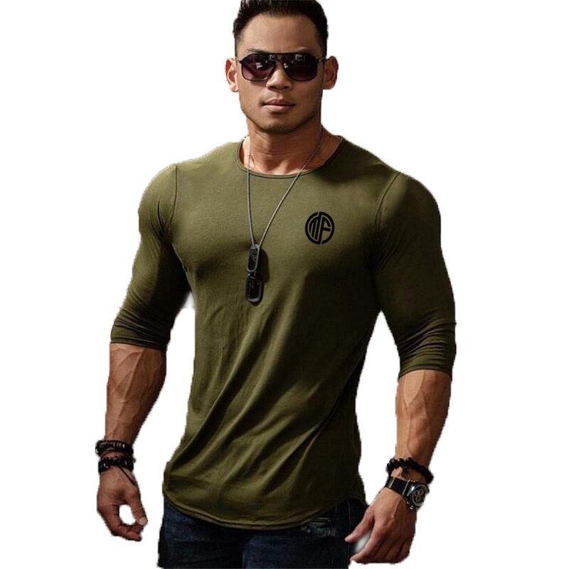 Casual Solid Workout Tee Top New Men Cotton Breathable Sports Long Sleeve T-shirt Spring Fashion Brand O-Neck Slim Fit Tshirt