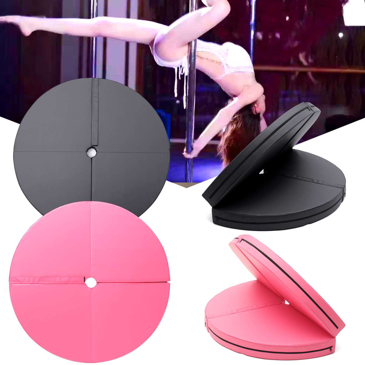 120*5-10cm Foldable Pole Dancing Protect Mat Round Yoga Mats Indoor Gym Fitness Equimpment Exercise Sports Safety Pads Men Women