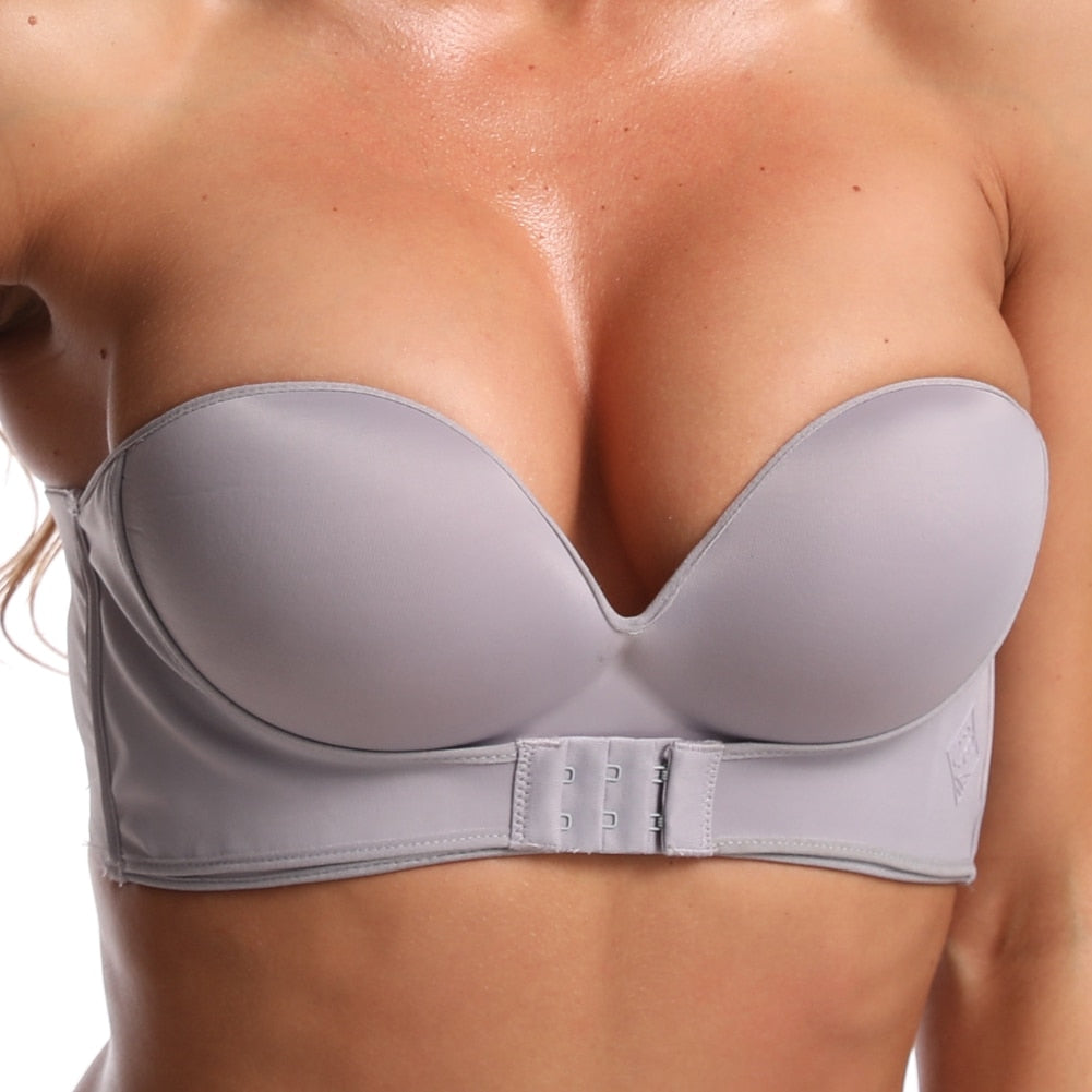 Women Sexy Strapless Push Up Bra Front Closure Bralette BH Women Sexy Invisible Bras Without Bones Straps Frame Brassiere CD Cup