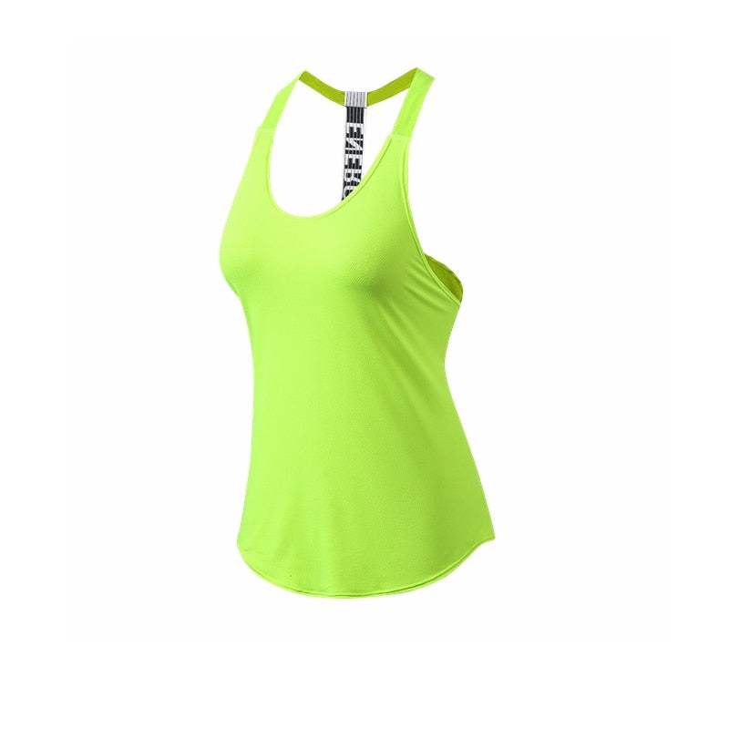 Women Yoga Shirts T-Backless Loose Sleeveless Sports Shirts Fitness Workout Crop Tops Shirt Vest Quick Drying Female Sportswear