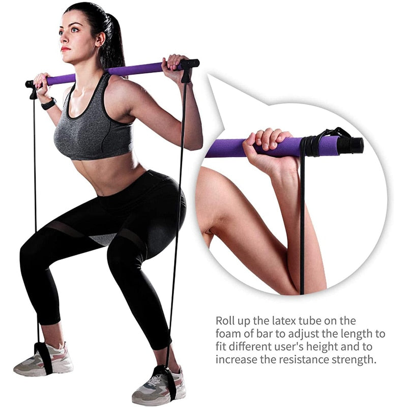 New Fitness Yoga Pilates Bar Stick Crossfit Resistance Bands Trainer Yoga Pull Rods Pull Rope Portable home Gym Body Workout