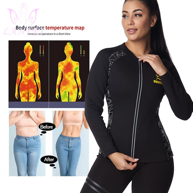 LANFEI Slimming Workout Yoga Shirt Neoprene Sweat Sauna Tops for Womens Weight Loss Body Shapers Vest Waist Trainer Suit Corset