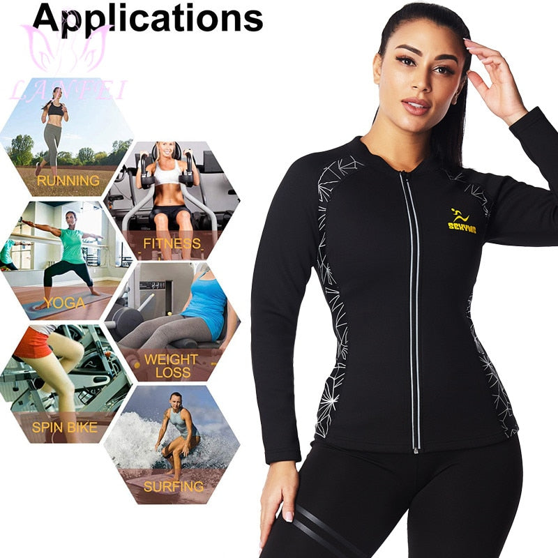 LANFEI Slimming Workout Yoga Shirt Neoprene Sweat Sauna Tops for Womens Weight Loss Body Shapers Vest Waist Trainer Suit Corset