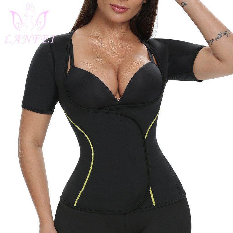 LANFEI Slimming Workout Yoga Shirt Neoprene Sweat Sauna Tops for Womens Weight Loss Body Shapers Vest Waist Trainer Suit Corset