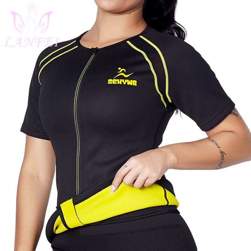 LANFEI Slimming Workout Yoga Shirt Neoprene Sweat Sauna Tops for Womens Weight Loss Body Shapers Vest Waist Trainer Suit Corset