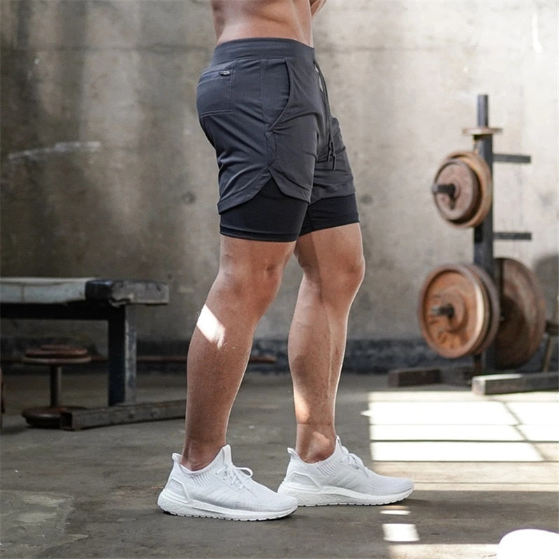 2021 Summer 2 In 1 Shorts Men GYMS Fitness Running Shorts Quick Dry Male Shorts Bodybuilding Short Pants