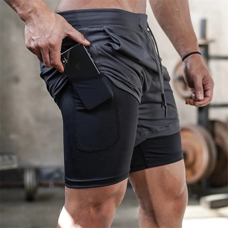 2021 Summer 2 In 1 Shorts Men GYMS Fitness Running Shorts Quick Dry Male Shorts Bodybuilding Short Pants