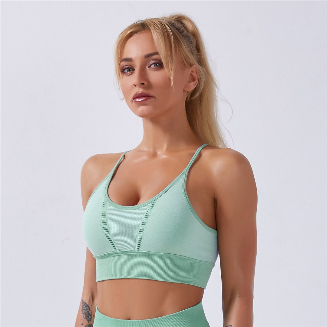 Seamless Sport Set Women Two Piece Crop Top Leggings Workout Clothes Outfit Hollow Fitness Gym Suit Sports Wear Yoga Sets A003