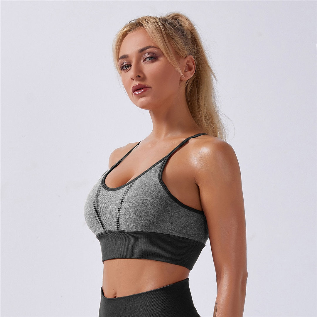 Seamless Sport Set Women Two Piece Crop Top Leggings Workout Clothes Outfit Hollow Fitness Gym Suit Sports Wear Yoga Sets A003